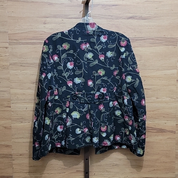 Charter Club jacket black floral print size L - Picture 3 of 7